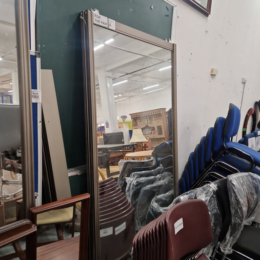 Tall metal profile mirrored sliding glass door wardrobe panel (in pairs) to include a track. DOORS ONLY NO FRAME. SELLING AS A PAIR