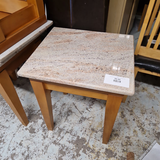 Solid beech square granite top bedside table