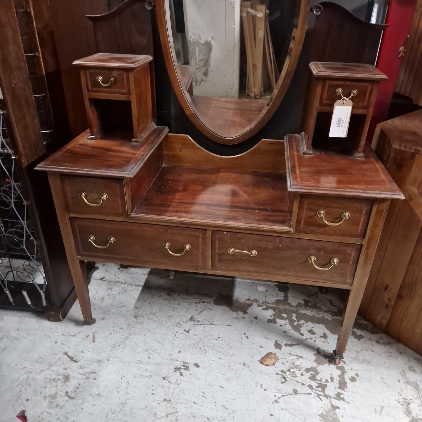 Antique 2 dwr bedroom dressing TABLE  cw mirror