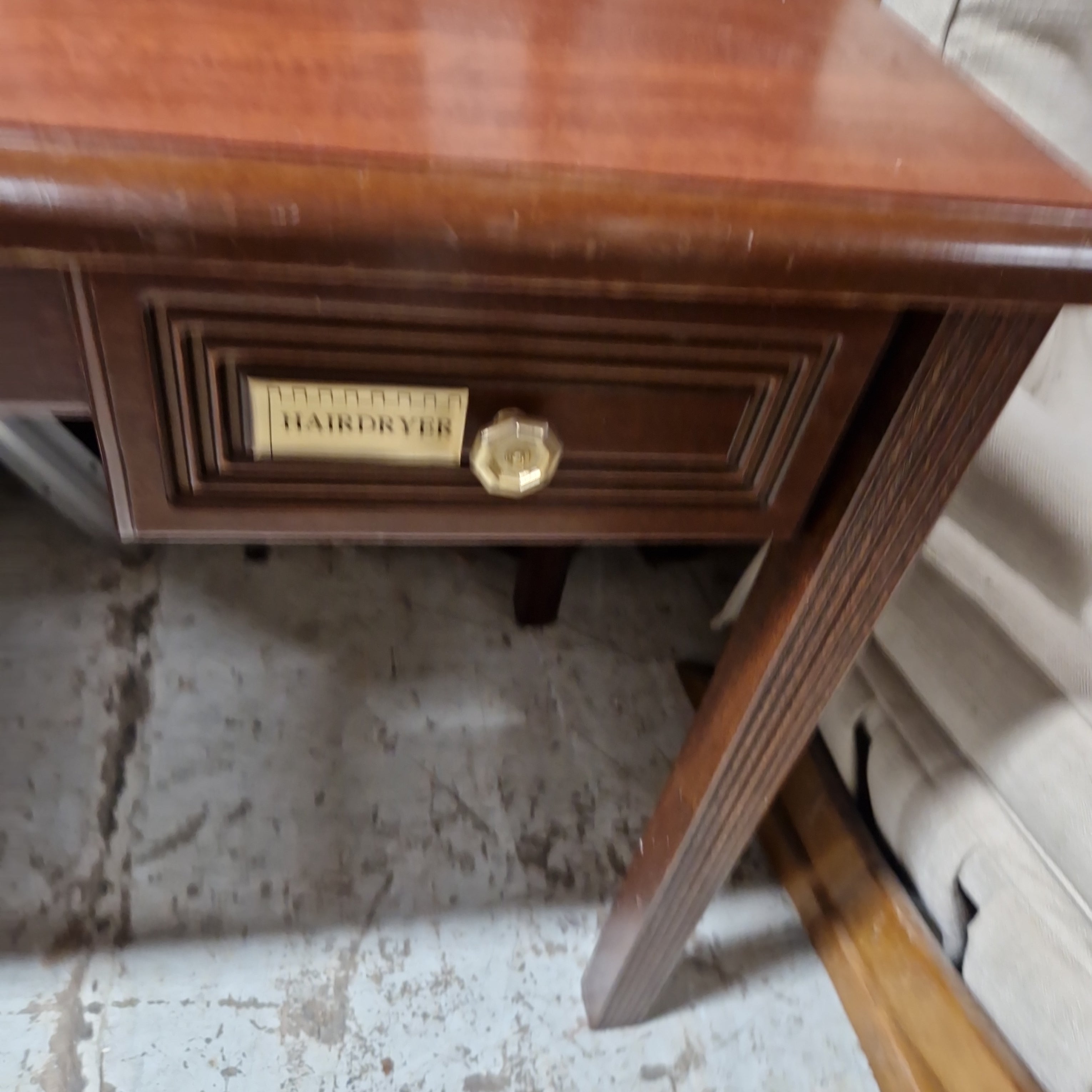 Mahogany large 2 dwr console table desk cw upstand CJM Furniture