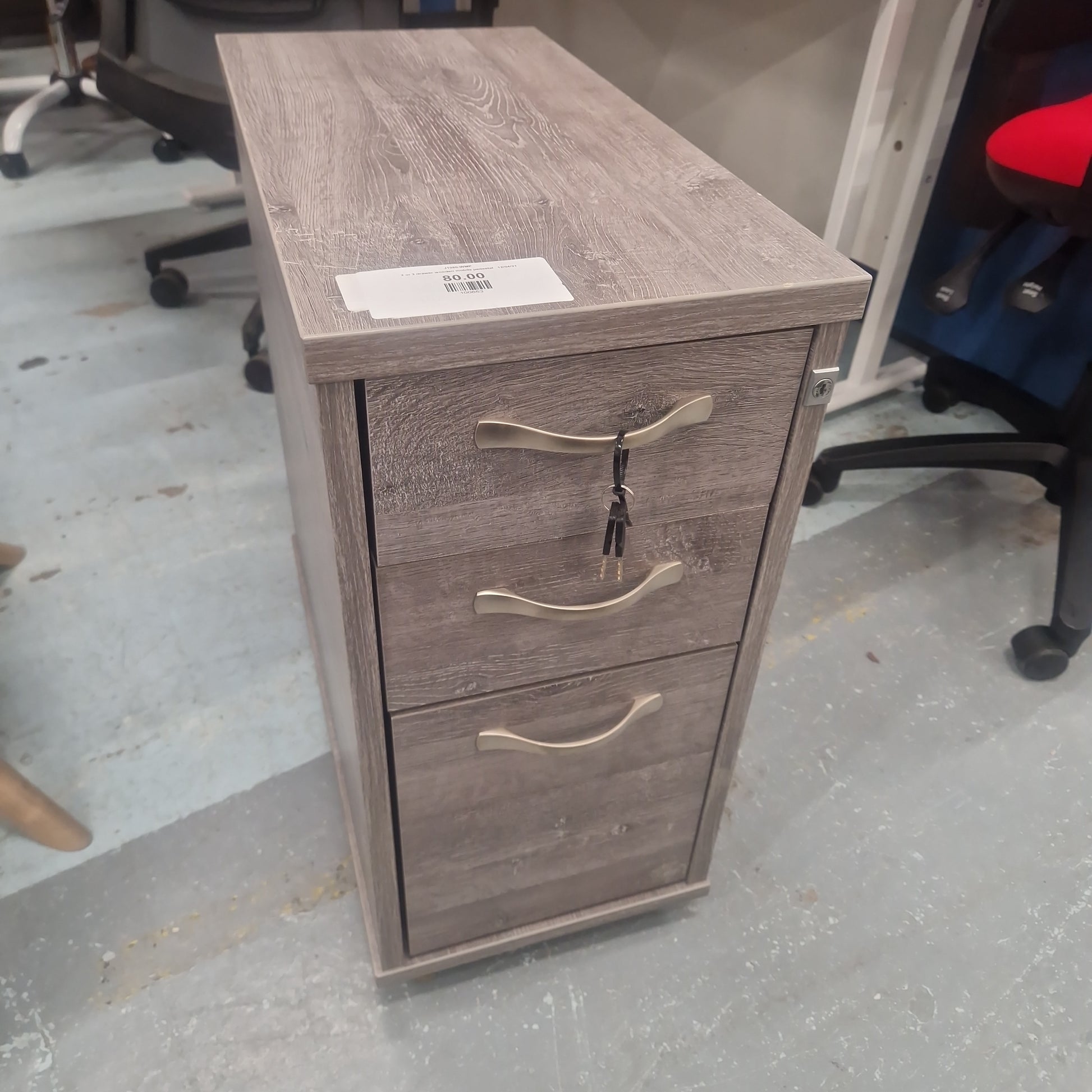 2 or 3 drawer slim wooden mobile pedestal