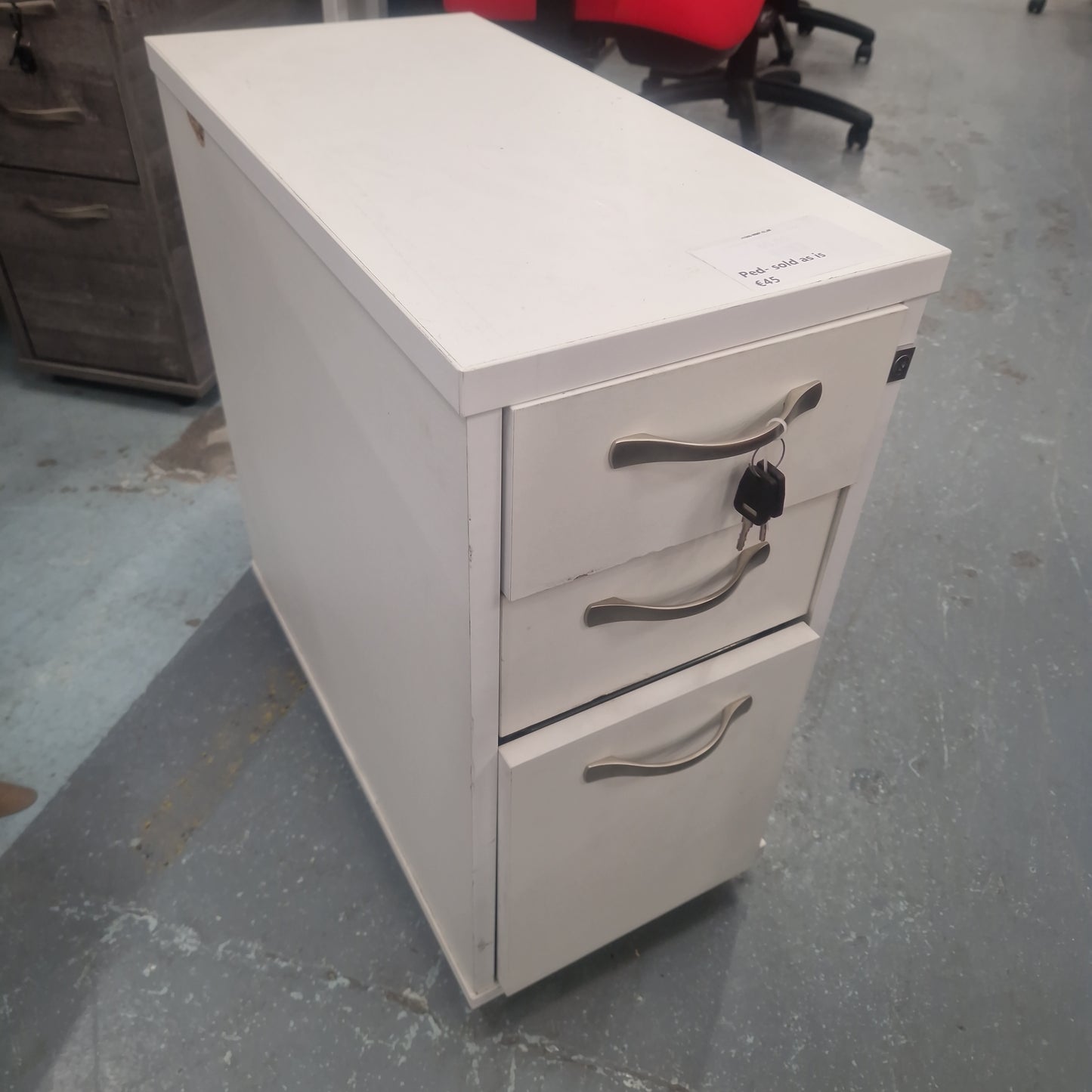 2 or 3 drawer slim wooden mobile pedestal