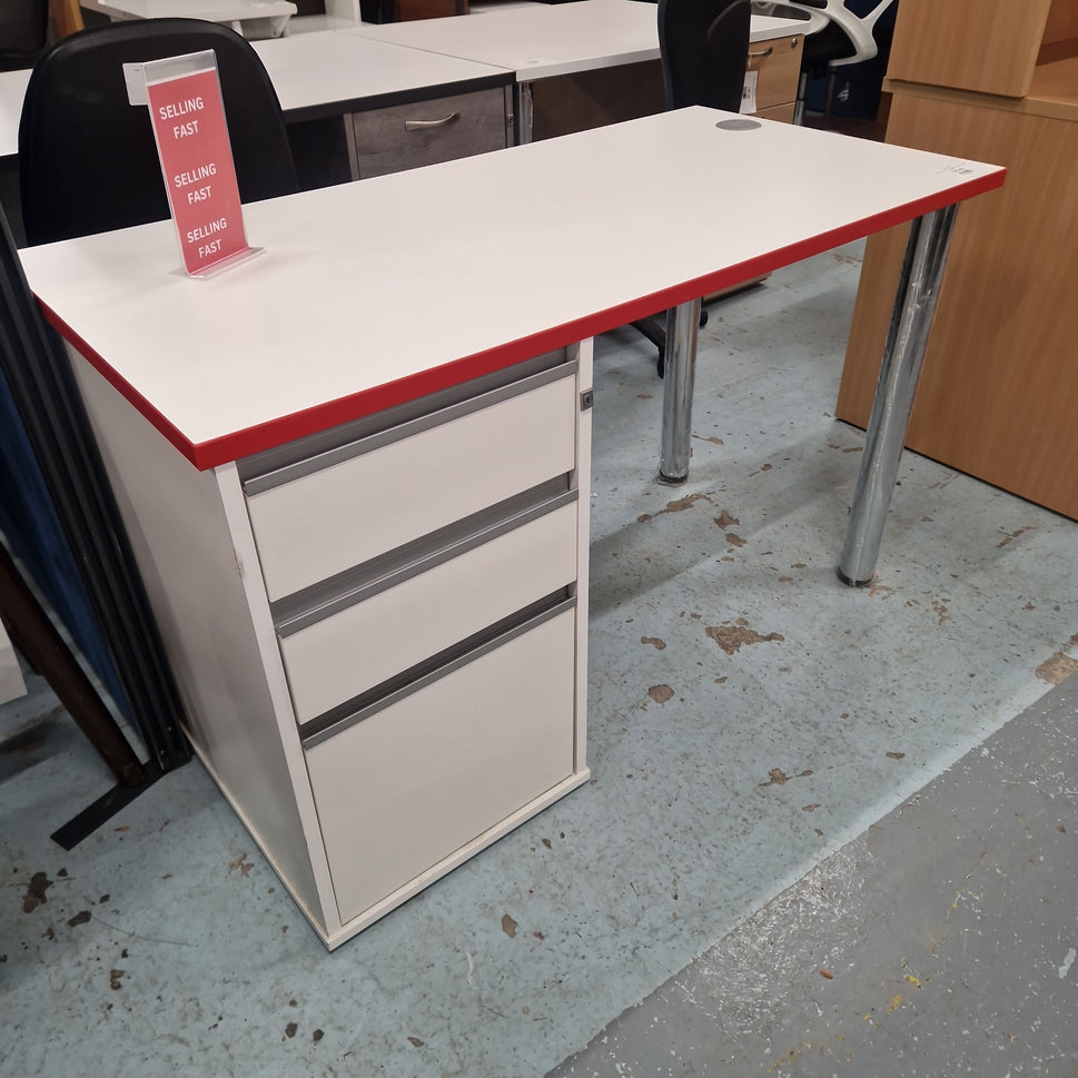 Straight desk 126 with fixed pedestal  (1200mm x 600mm)