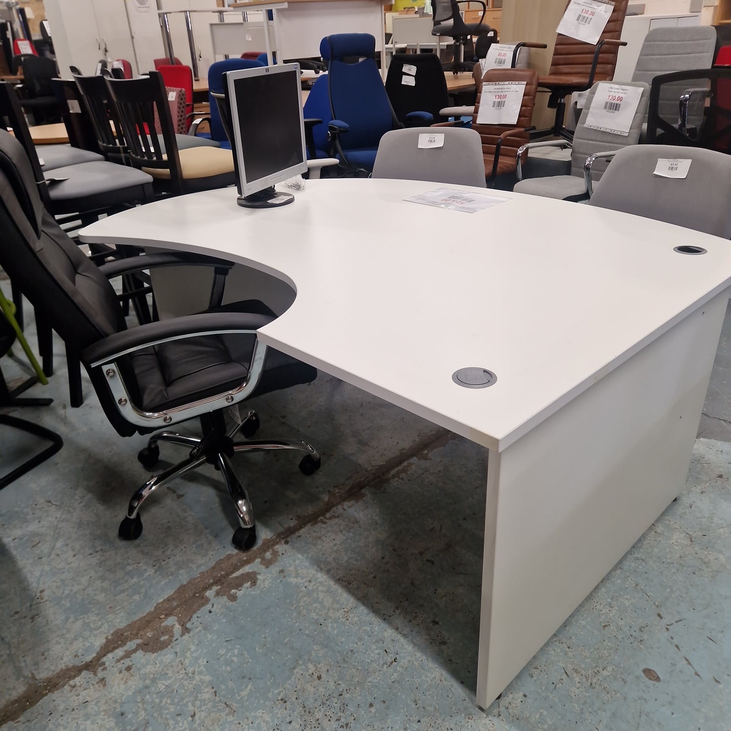 Executive bow fronted radial desk, right hand including matching desk high pedestal set (1800mm x 1700mm)