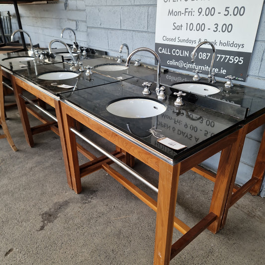 Solid granite sink solid walnut frame with taps 
1000x500D  3124
