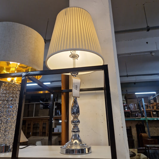 Silver metal framed lamp comes with lampshade 3124