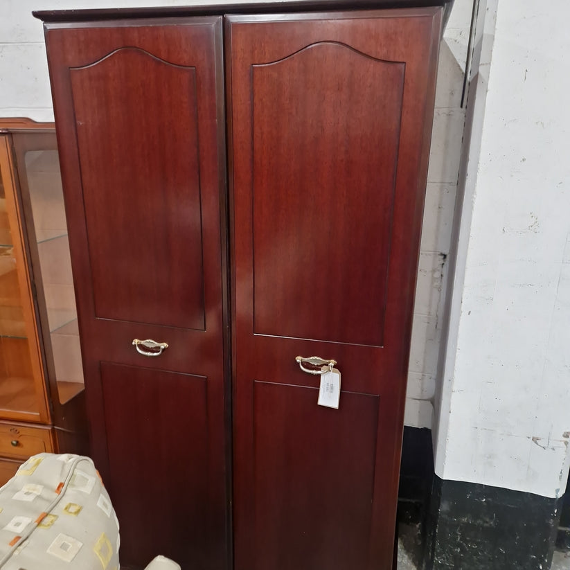Rossmore mahogany tall ornate 2 door wardrobe with brass effect handle