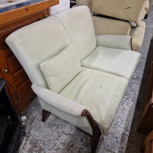 2 seater light green fabric sofa, solid wood frame  1224