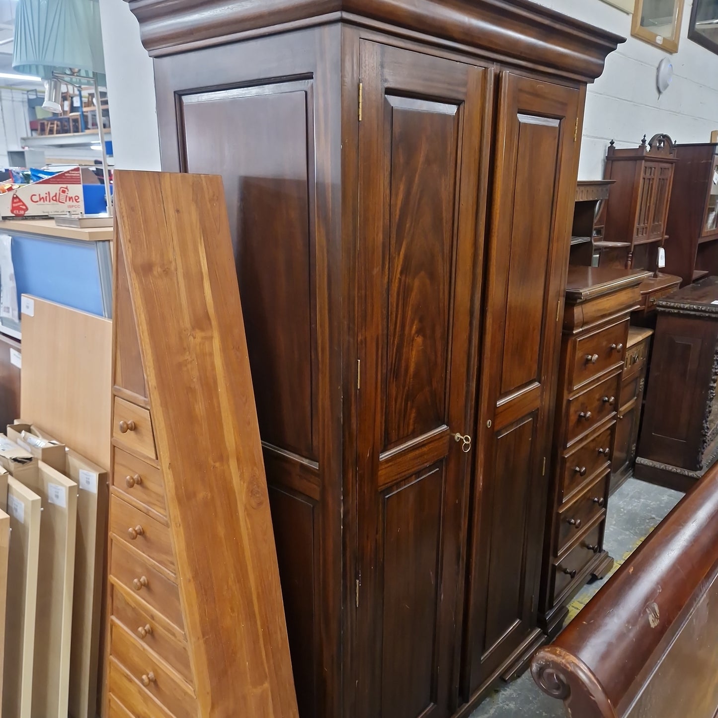 Tall solid mahogany 2 door wardrobe