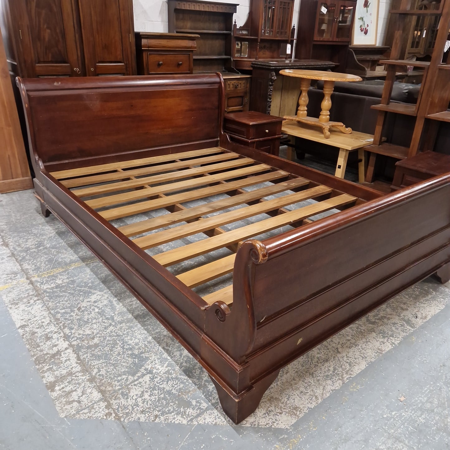 5ft mahogany sleigh bed frame