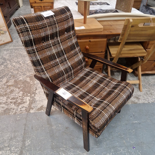 Mixed fabric solid wood framed fireside armchair
