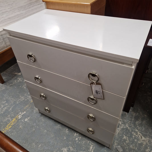 High 5 drawer white lamiante chest of dwrs