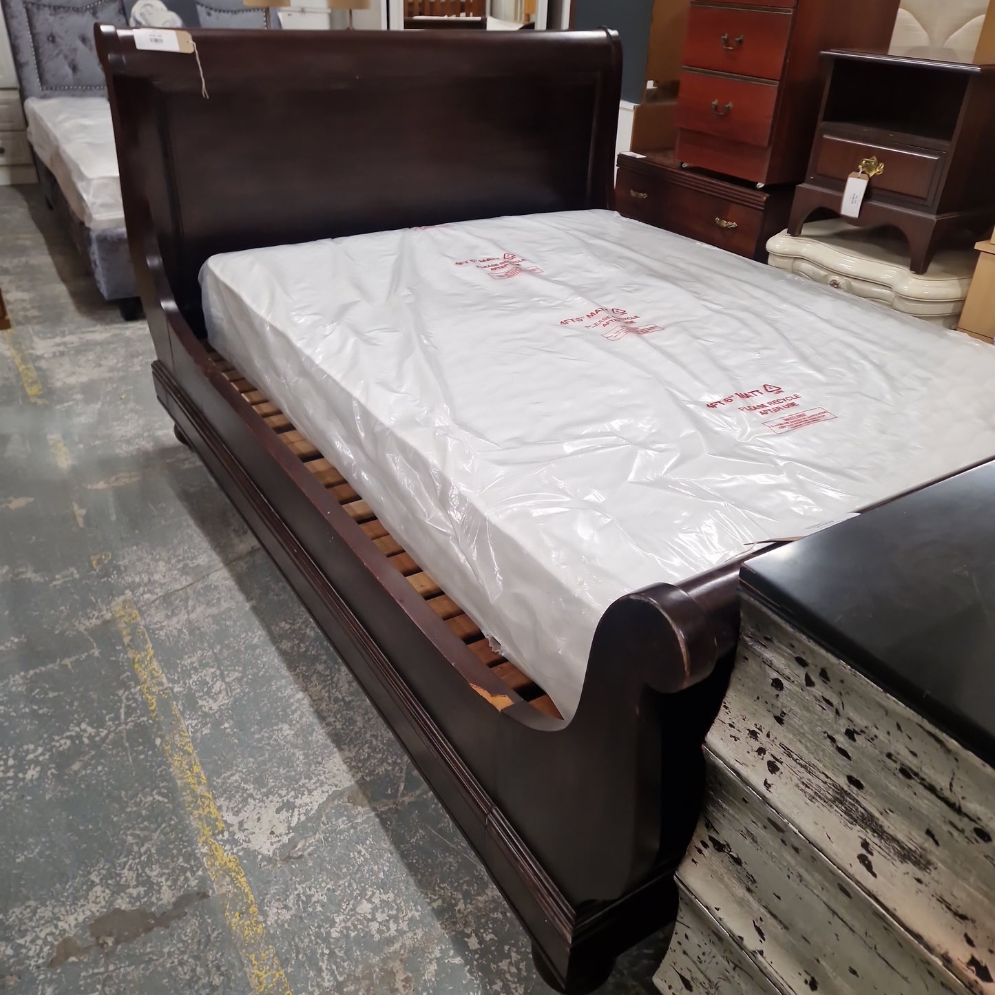 5ft KING SIZE solid mahogany SLEIGH bed frame