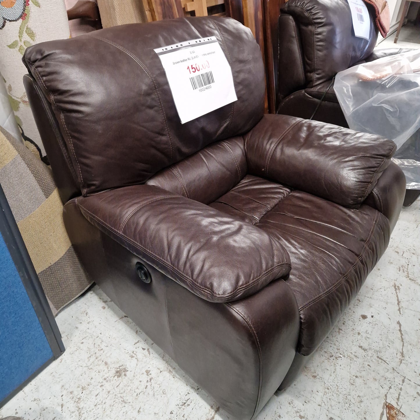 Brown leather RECLINER electric armchair