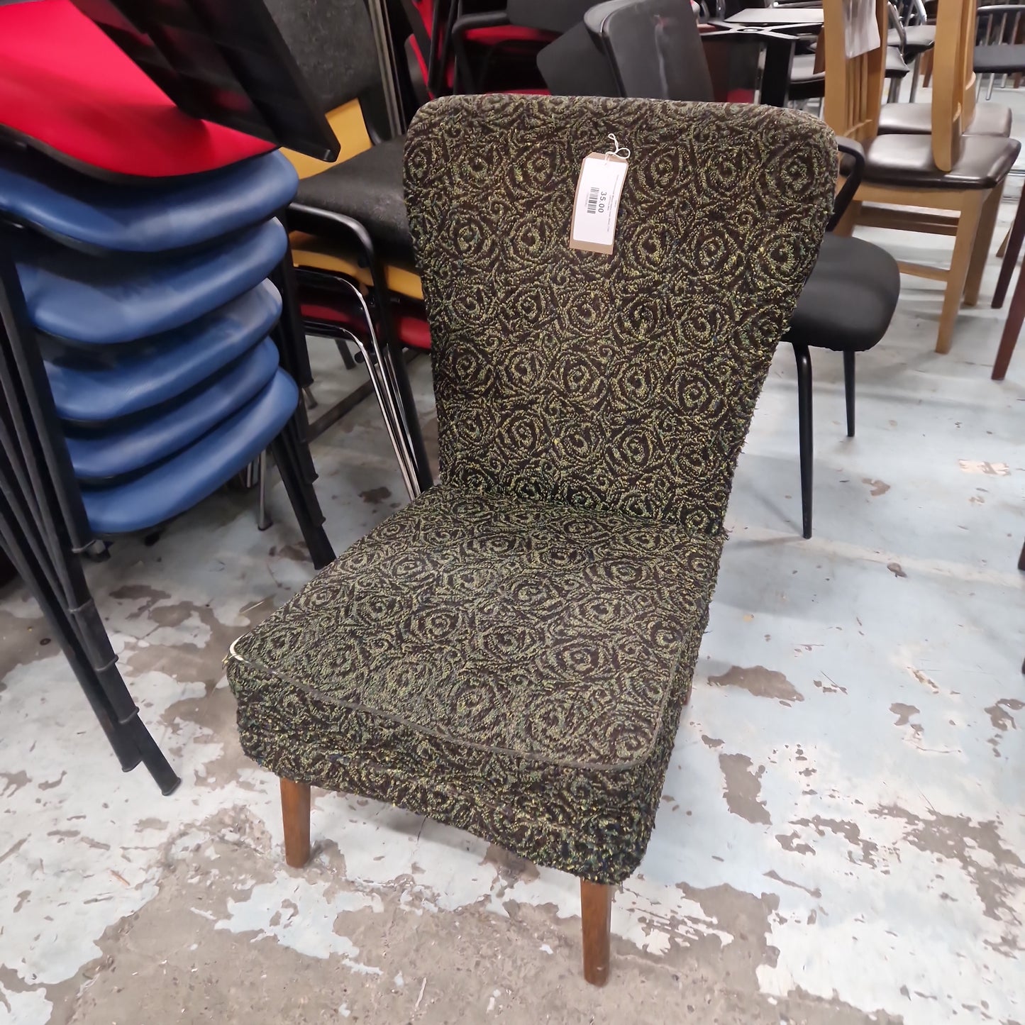 Retro occasional Mixed fabric chair IDEAL FOR UPCYCLING