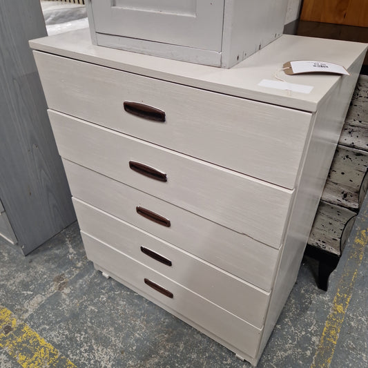 5 high grey painted chest of drawers