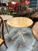 Switch Rubberwood circular drop leaf kitchen table with white painted central base 2 image