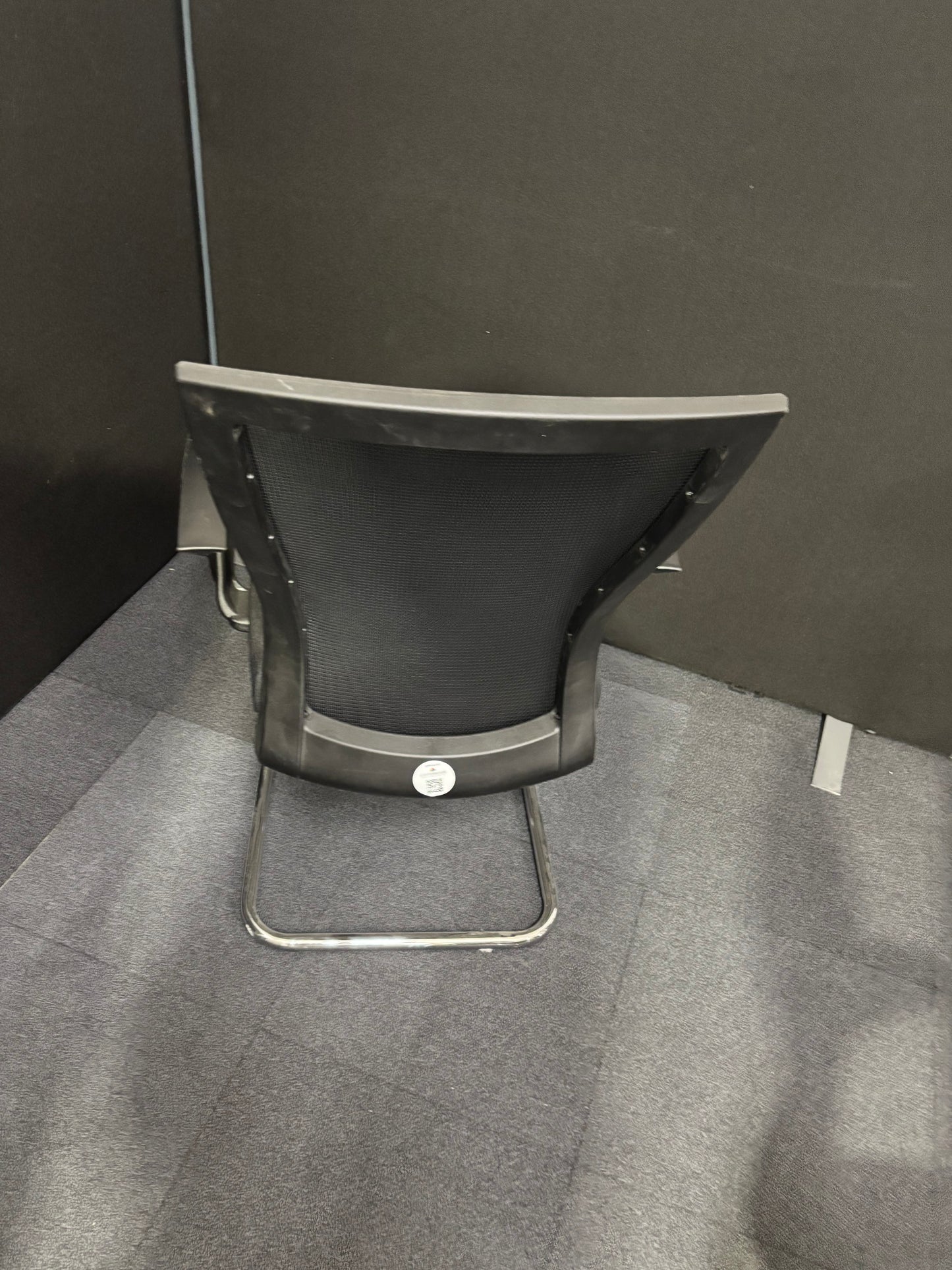 BRAND New Waverley black mesh back, black fabric seat, chrome framed cantilever meeting chair with black arms (Price Inc VAT)