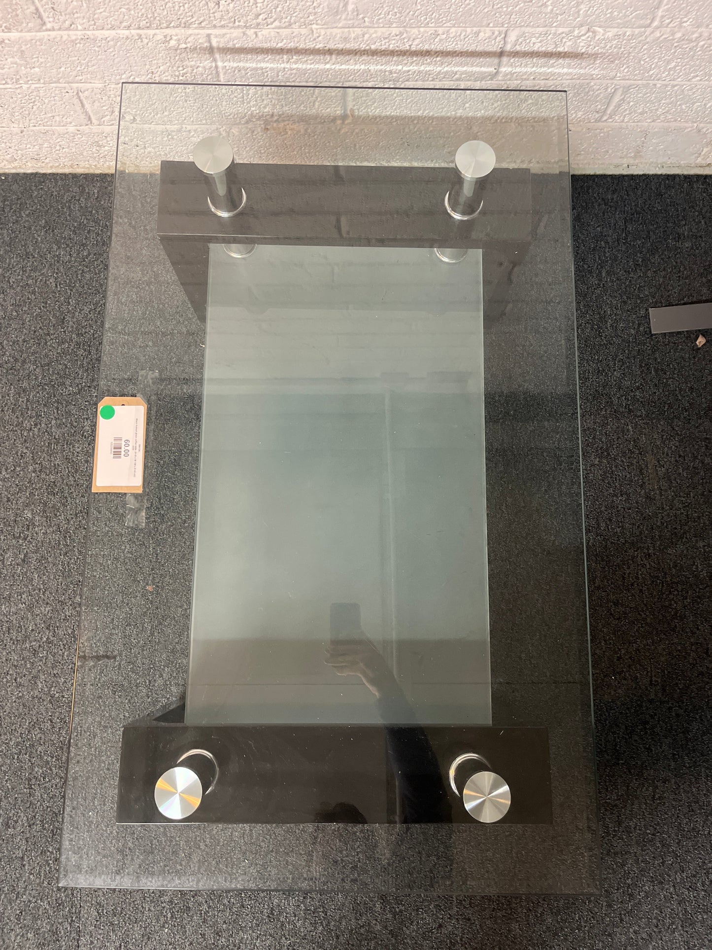 Black framed glass coffee table  (H 43 x W 100 x D 43 cm) 2225