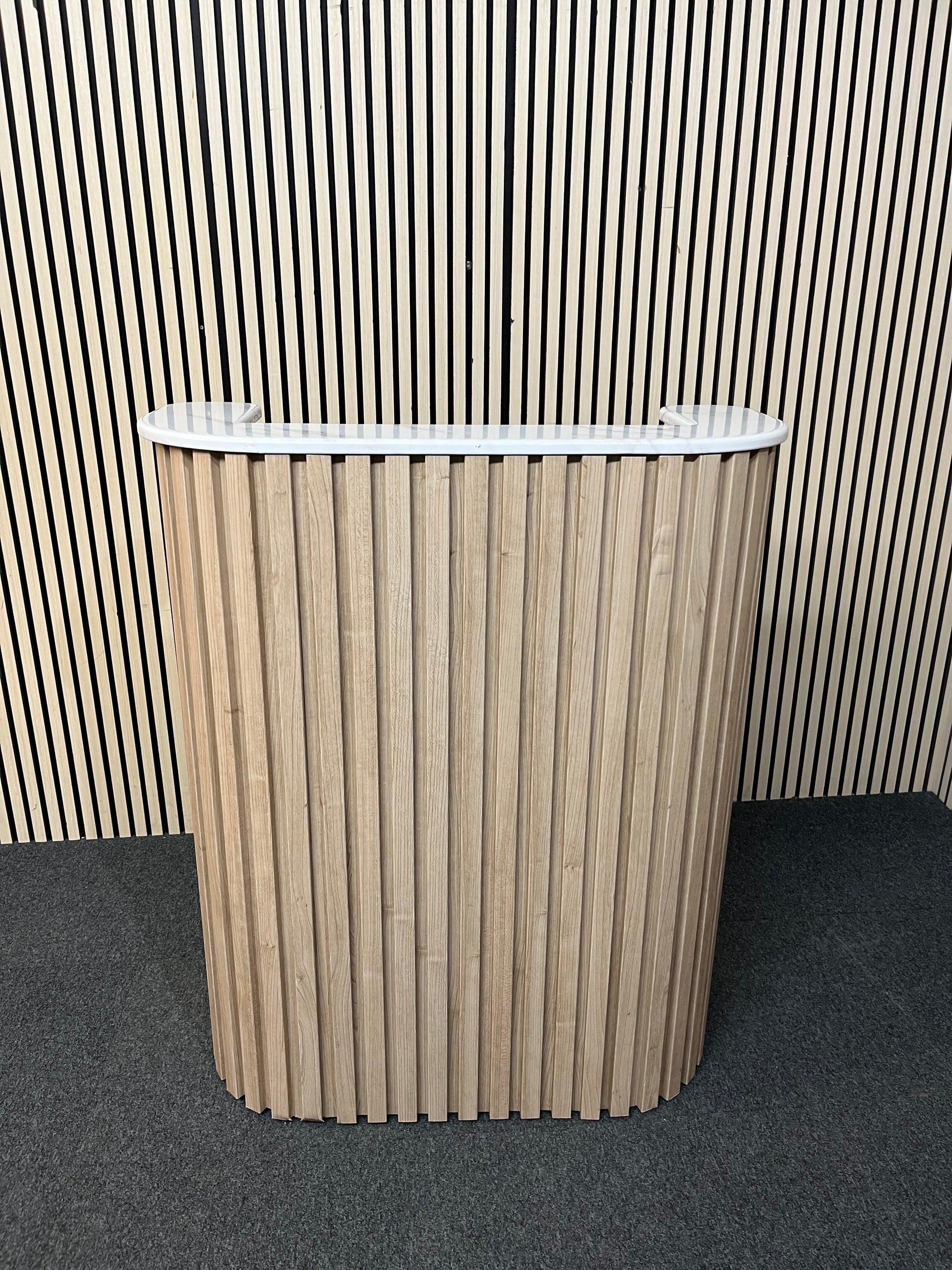 Luxury Beauty Reception Desk - Light Wood - Marble effect plastic top- hair salon reception desk - clinic reception desk - U & L shaped reception desk 90cm wide