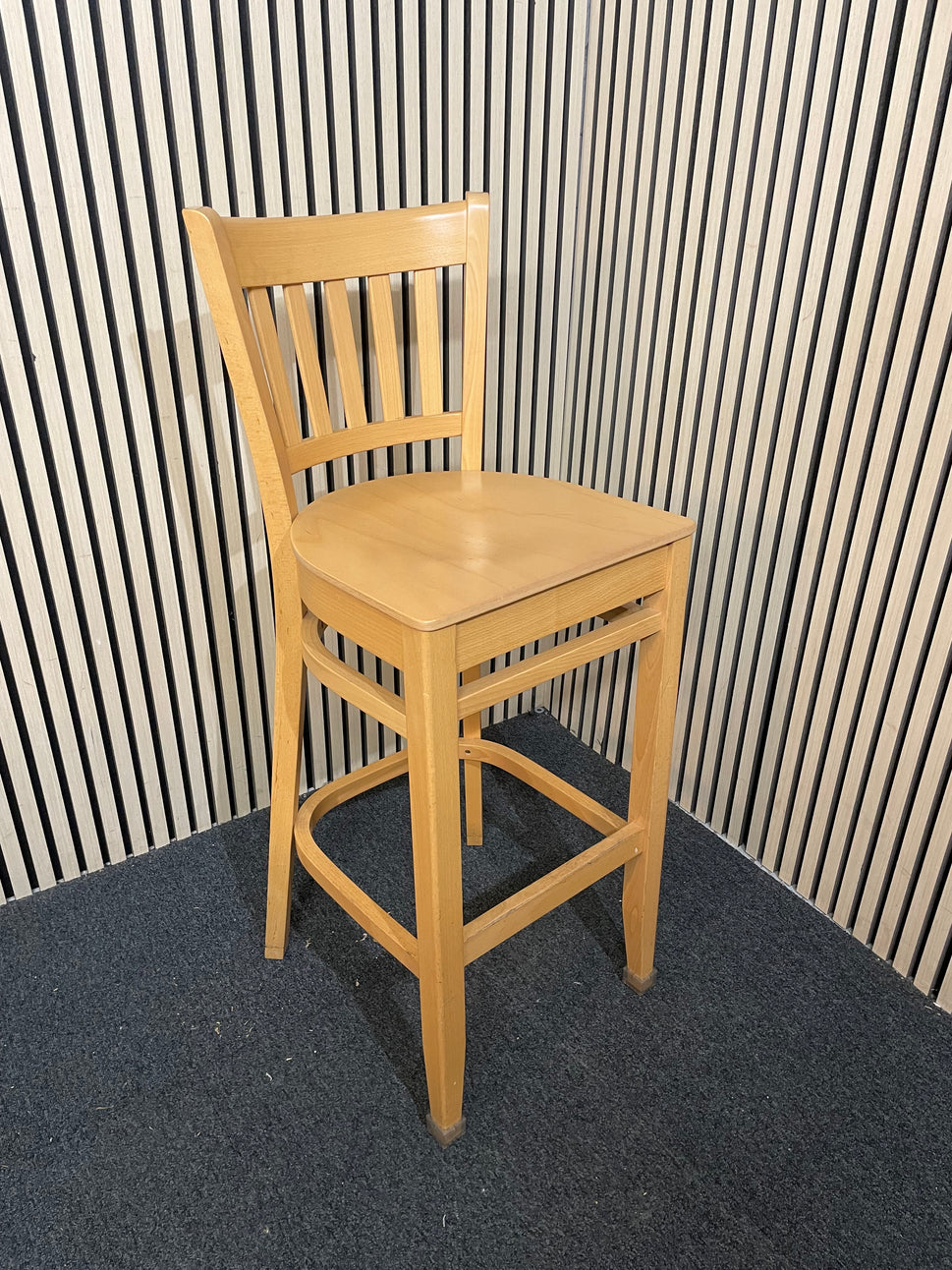 Beech tall wooden stool with high back 1126