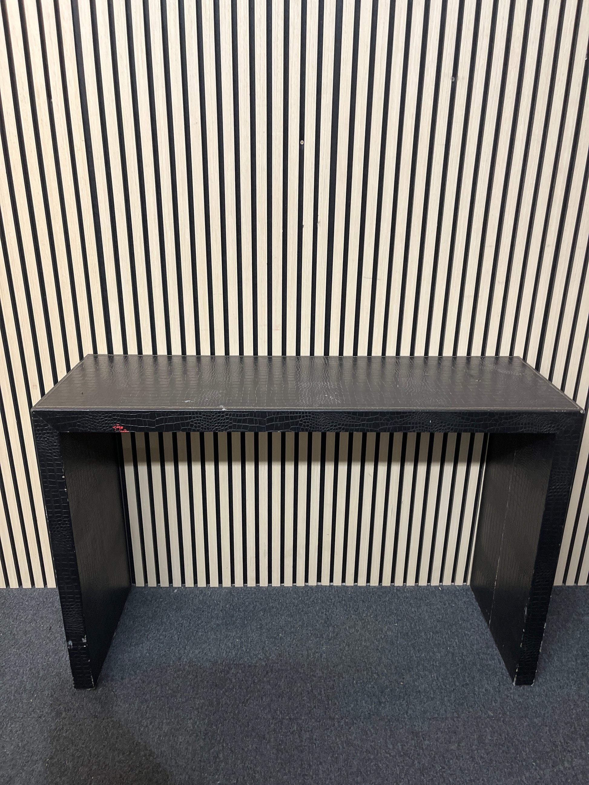 Black embossed leather tall console table (H 80 x W 120 x D 40 cm)