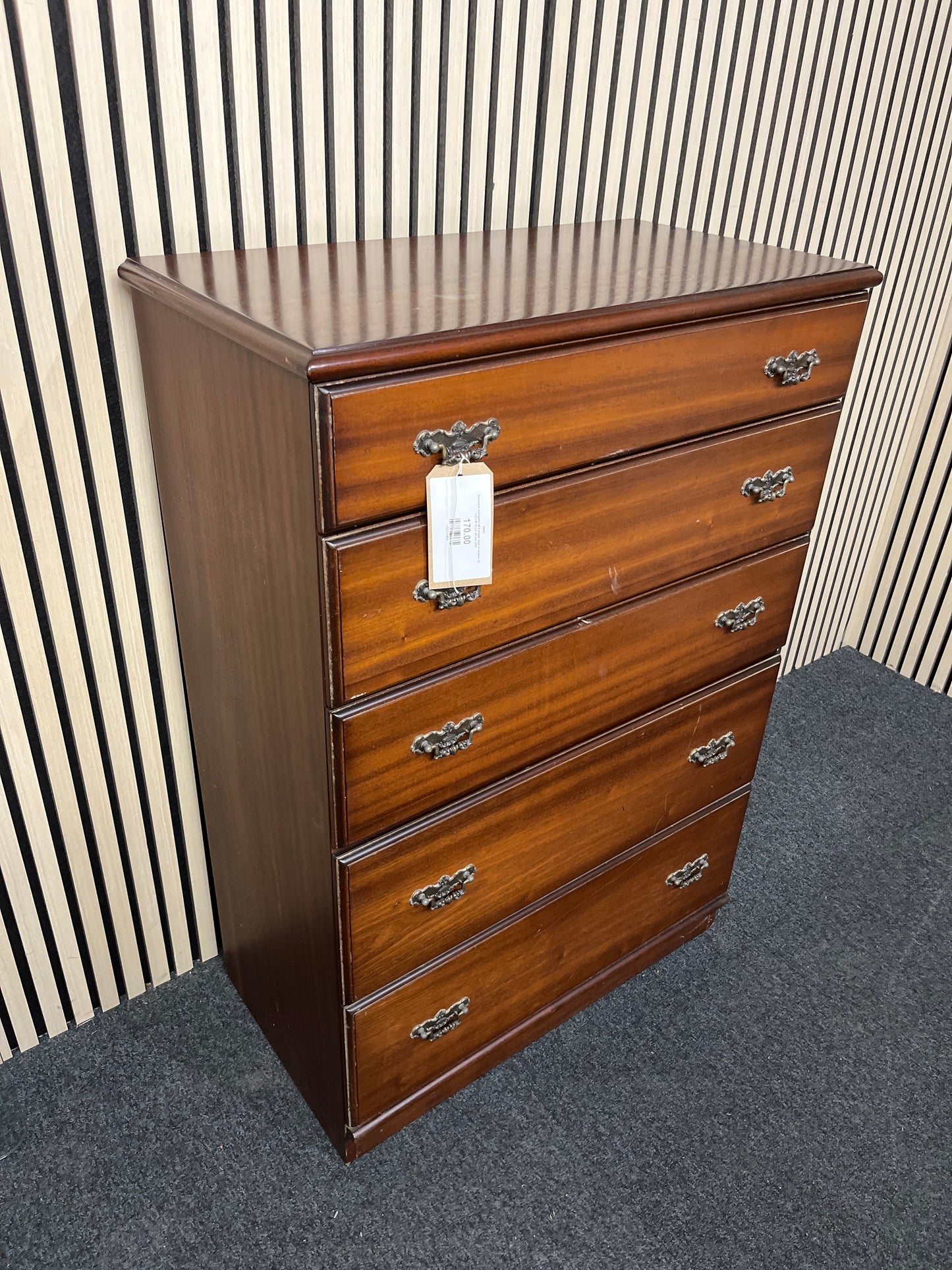 Rossmore mahogany tall 6 drawer chest of drawers (H 110 x W 75 x D  40 cm) 3325