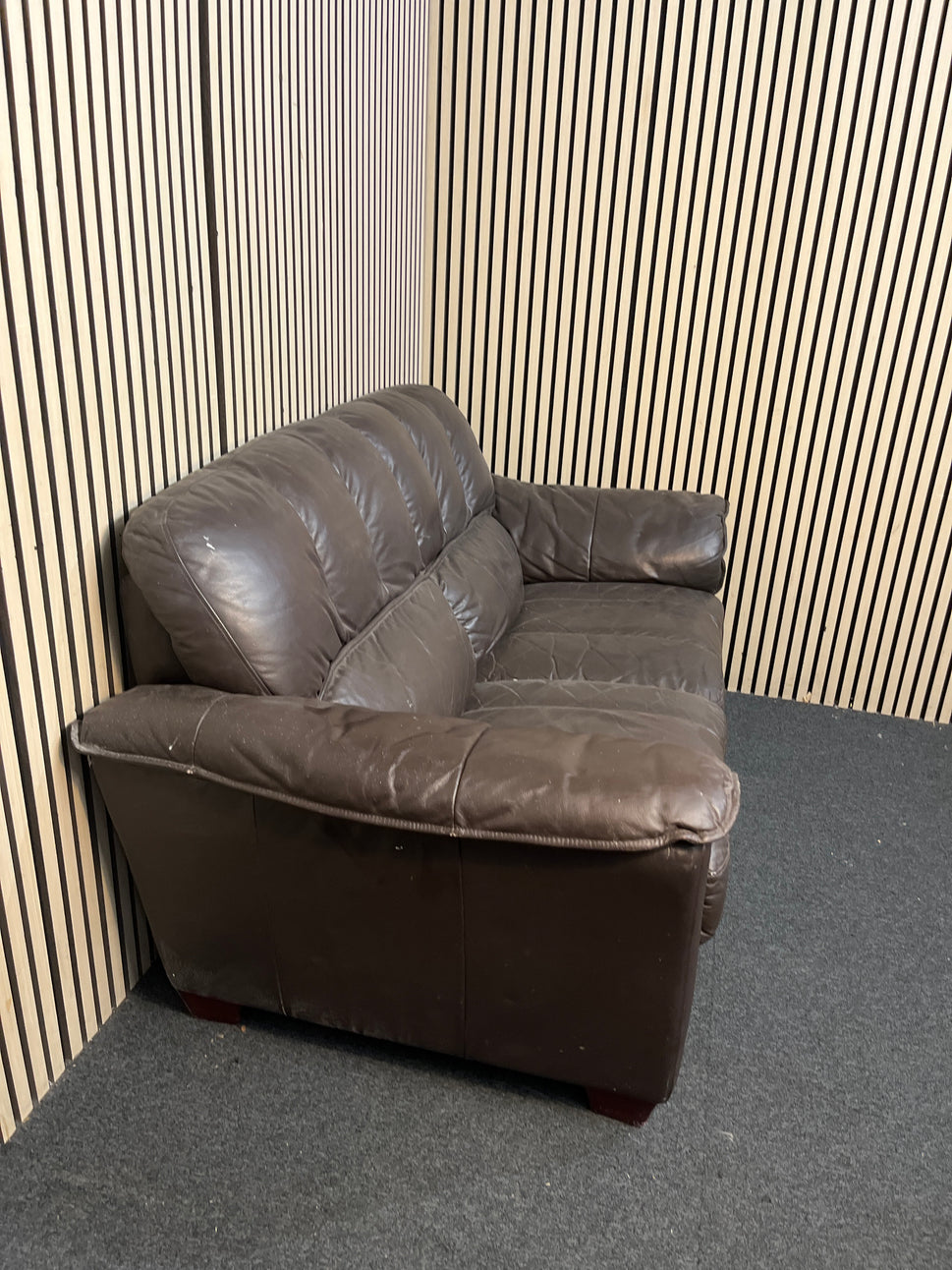 2 seater black leather recliner sofa  44050