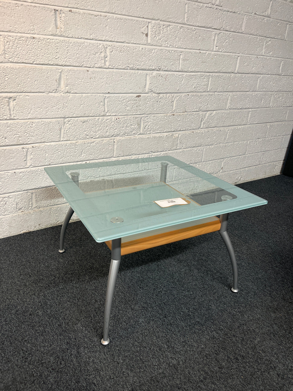 SECONDHAND frosted and clear glass low coffee table