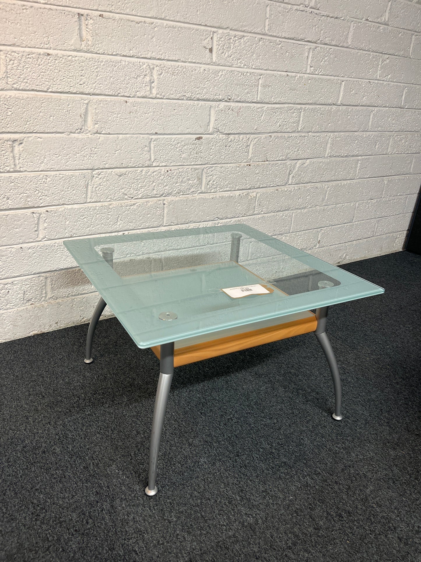 SECONDHAND frosted and clear glass low coffee table