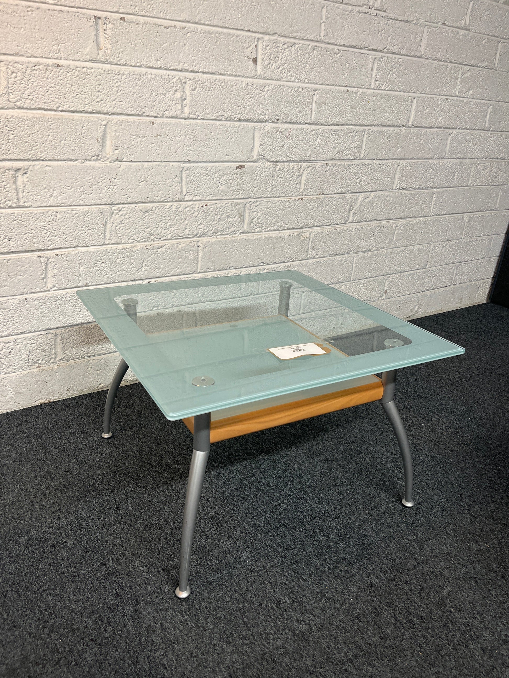 SECONDHAND frosted and clear glass low coffee table