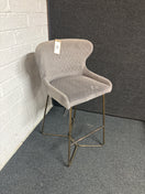 Switch Tall grey velour fabric curved back tall bar stool, metal dark painted frame  3225 2 image