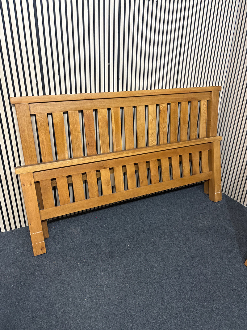 6ft Solid oak wooden bed frame with slatted headboard and footboard, super king  44732