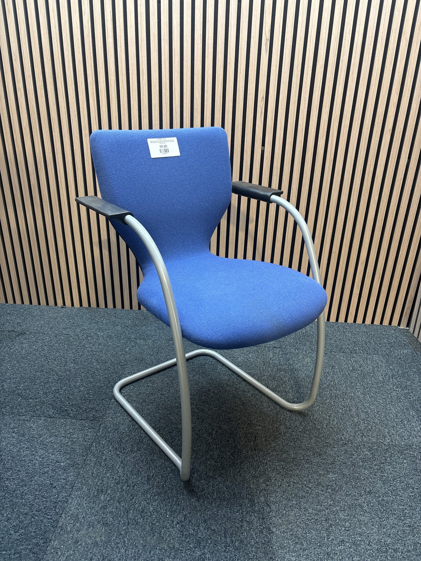 Orangebox Light blue high back cantilever meeting chair with arms, grey powder coat metal frame. Qty of 10 no. matching. Price inc VAT