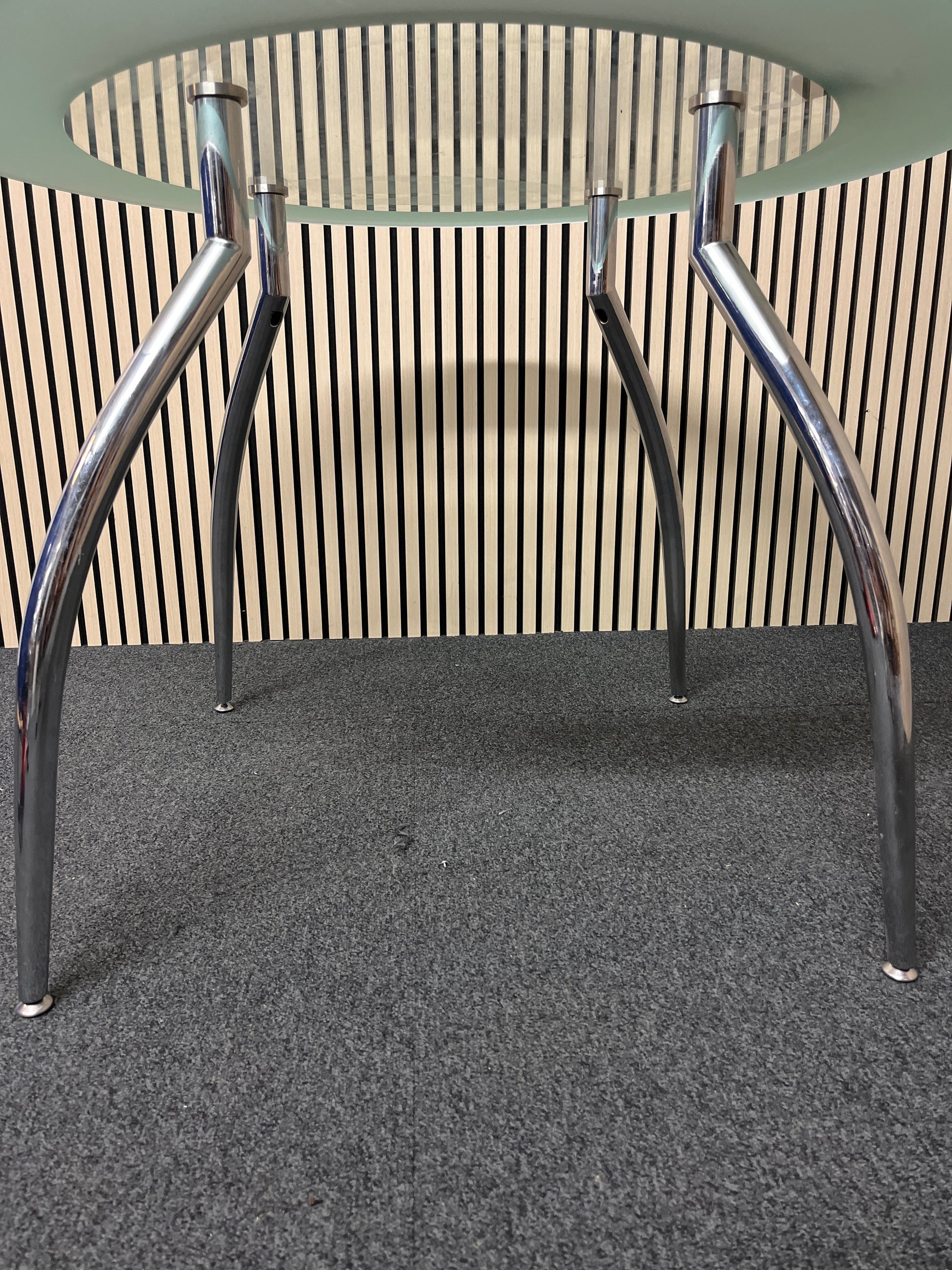 Circular glass frosted edge dining table  3124
