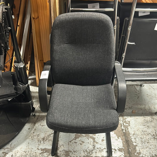 Charcoal fabric stacking chair with arms