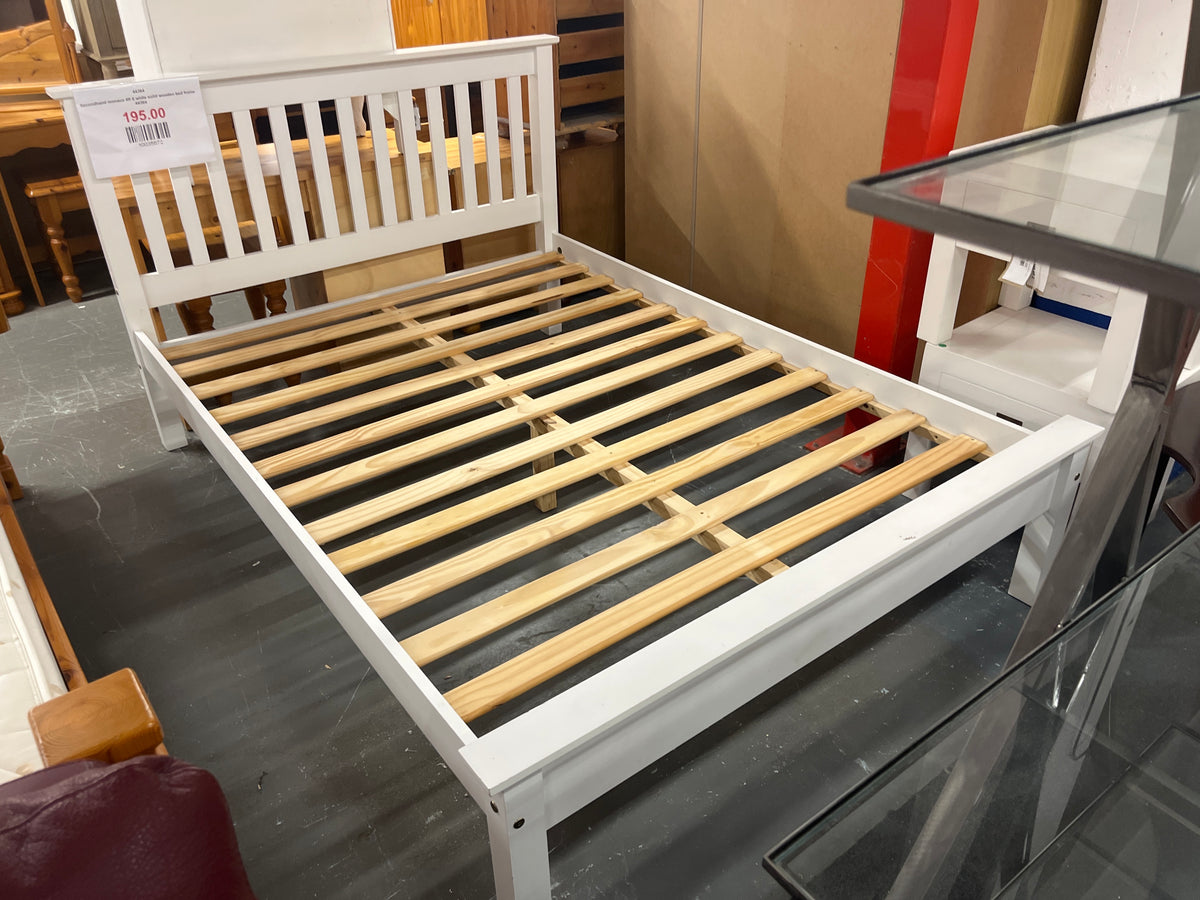 Secondhand monaco 4ft 6 white solid wooden bed frame  44364
