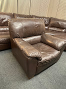 Switch Large Brown Leather Corner Sofa with Poof and Single Armchair included 3126 2 image