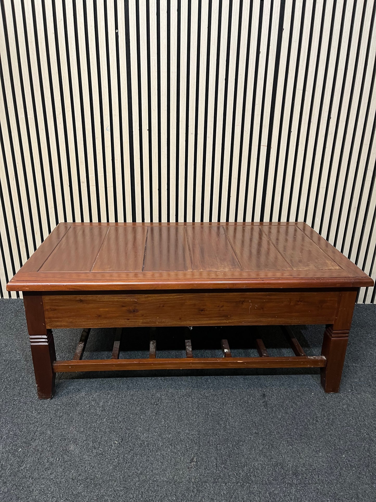 Solid teak large low rectangular coffee table with drawer (H 45 x W 110 x D 60 cm) 3126