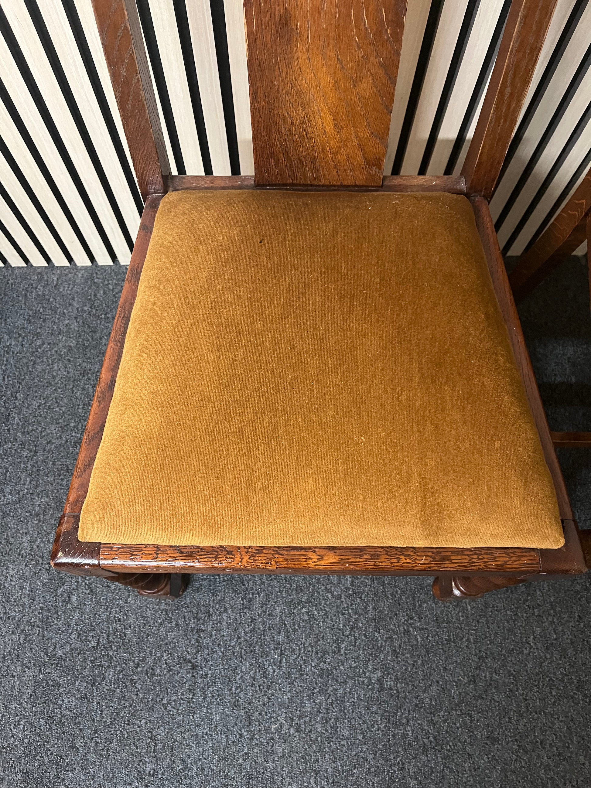 Mahogany framed dining chair with yellow felt fabric seat (SET OF 2) 2325