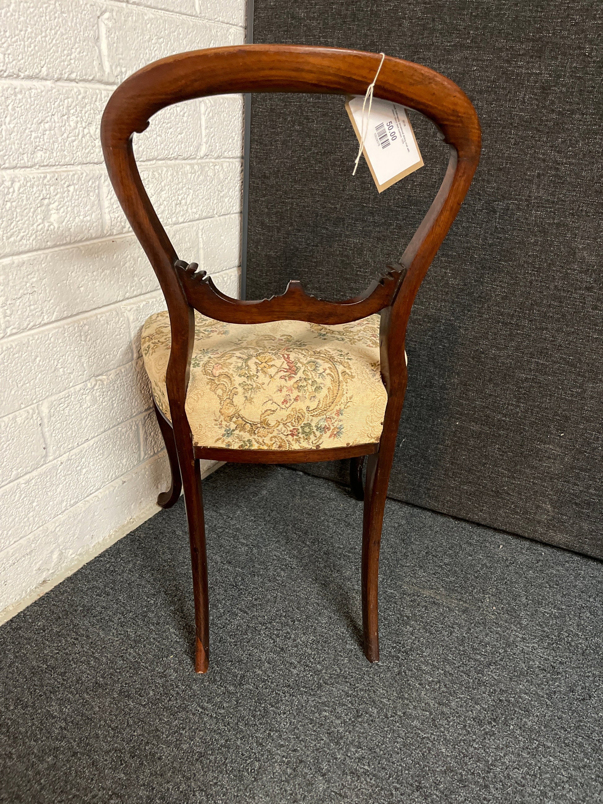 Spoon back mahogany occasional dining chair with mixed fabric seat cushion  1225