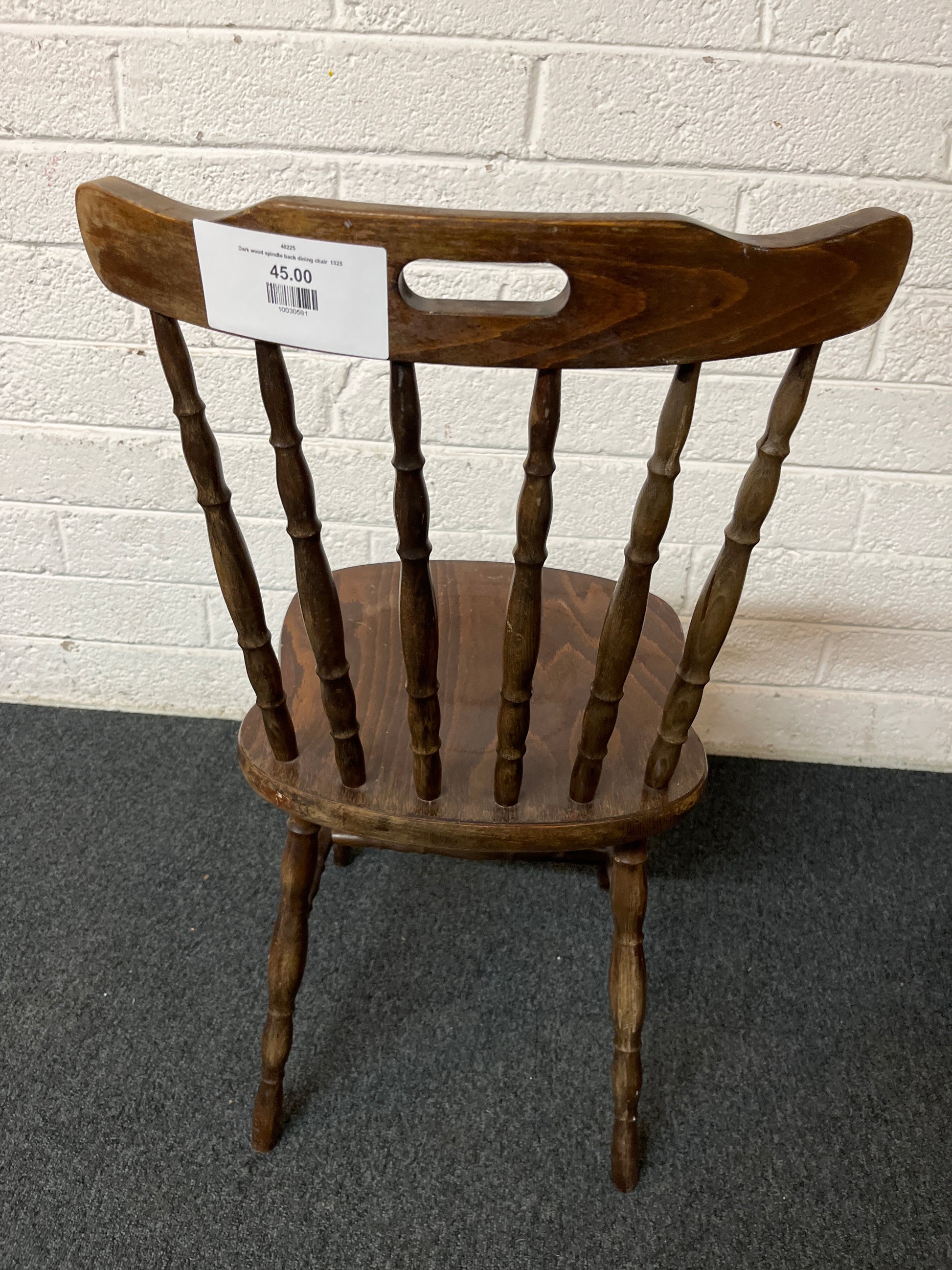 Dark wood spindle back dining chair  1325