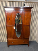 Switch Antique mahogany large wardrobe central oval mirror with base drawer 2425 2 image