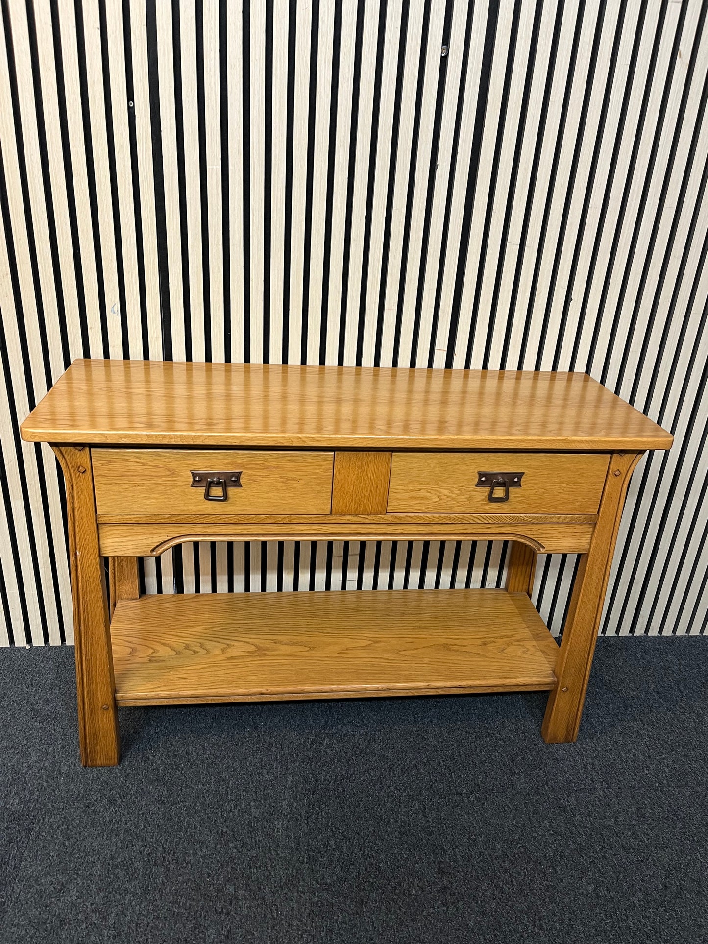 Oak 2 drawer hall console table (H 75 x W 110 x D 40 cm) 1126