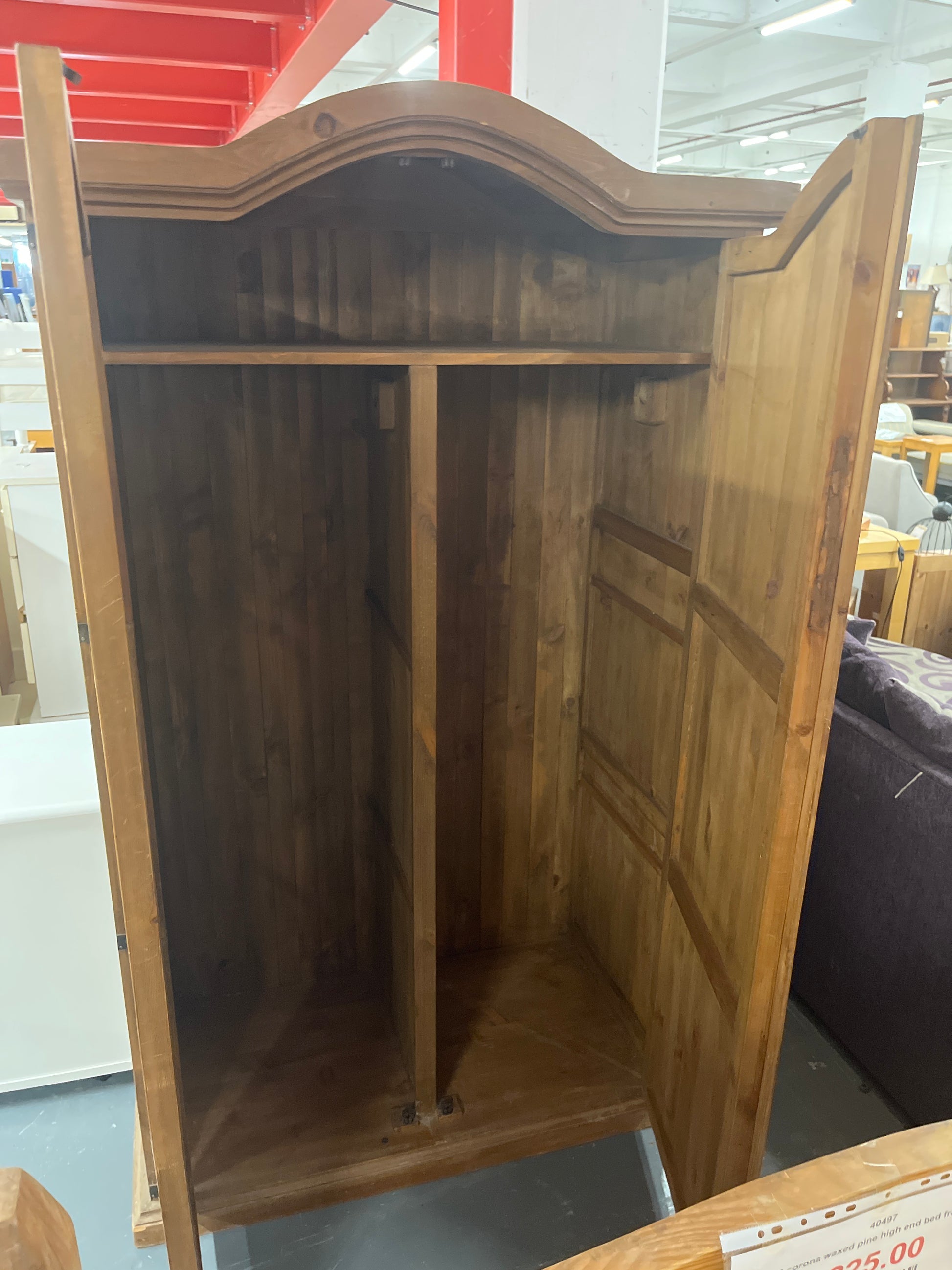 Corona waxed pine curved top 2 door wardrobe (H 194 x W 105 x D 61 cm) 1325