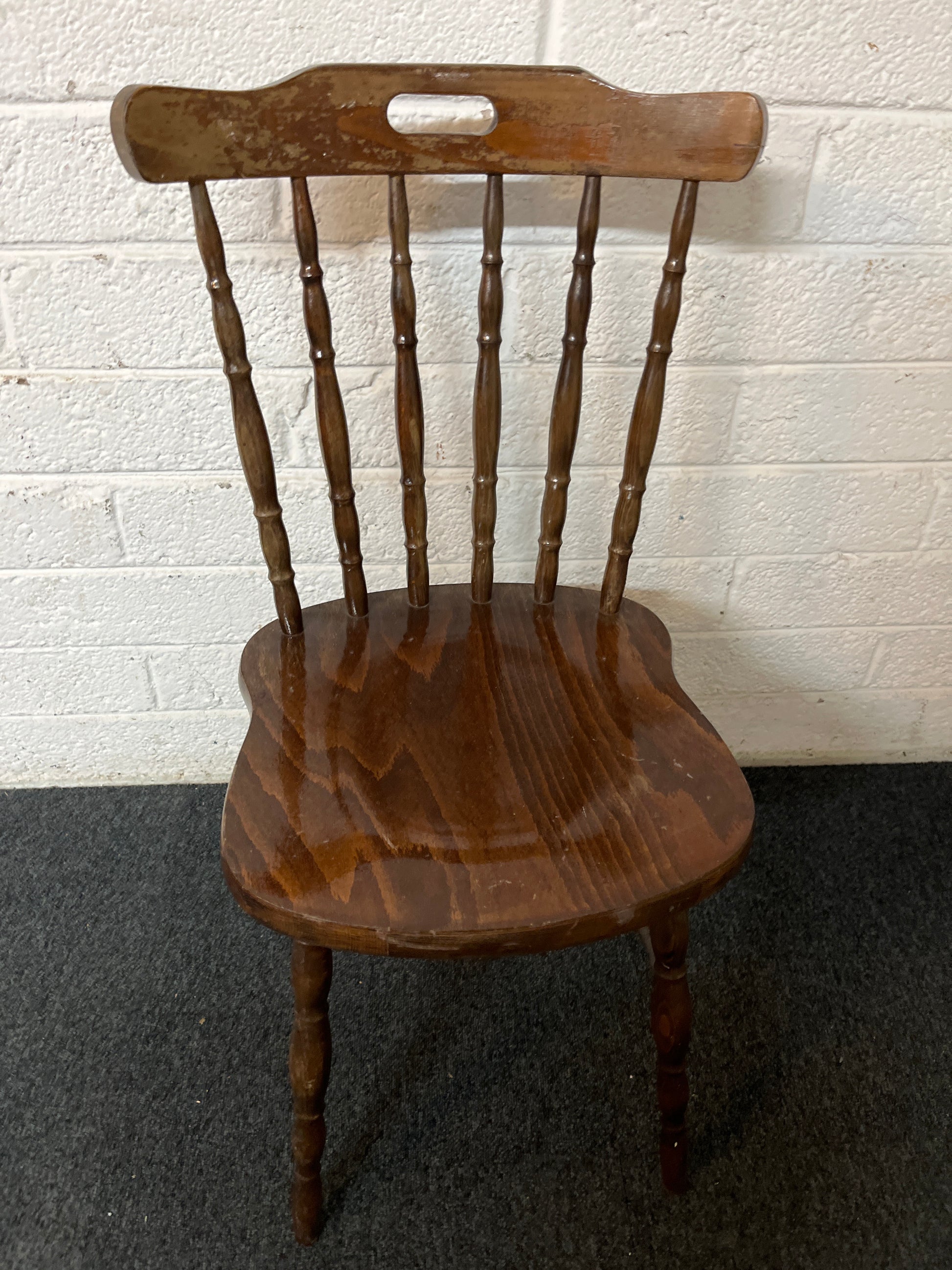 Dark wood spindle back dining chair  1325