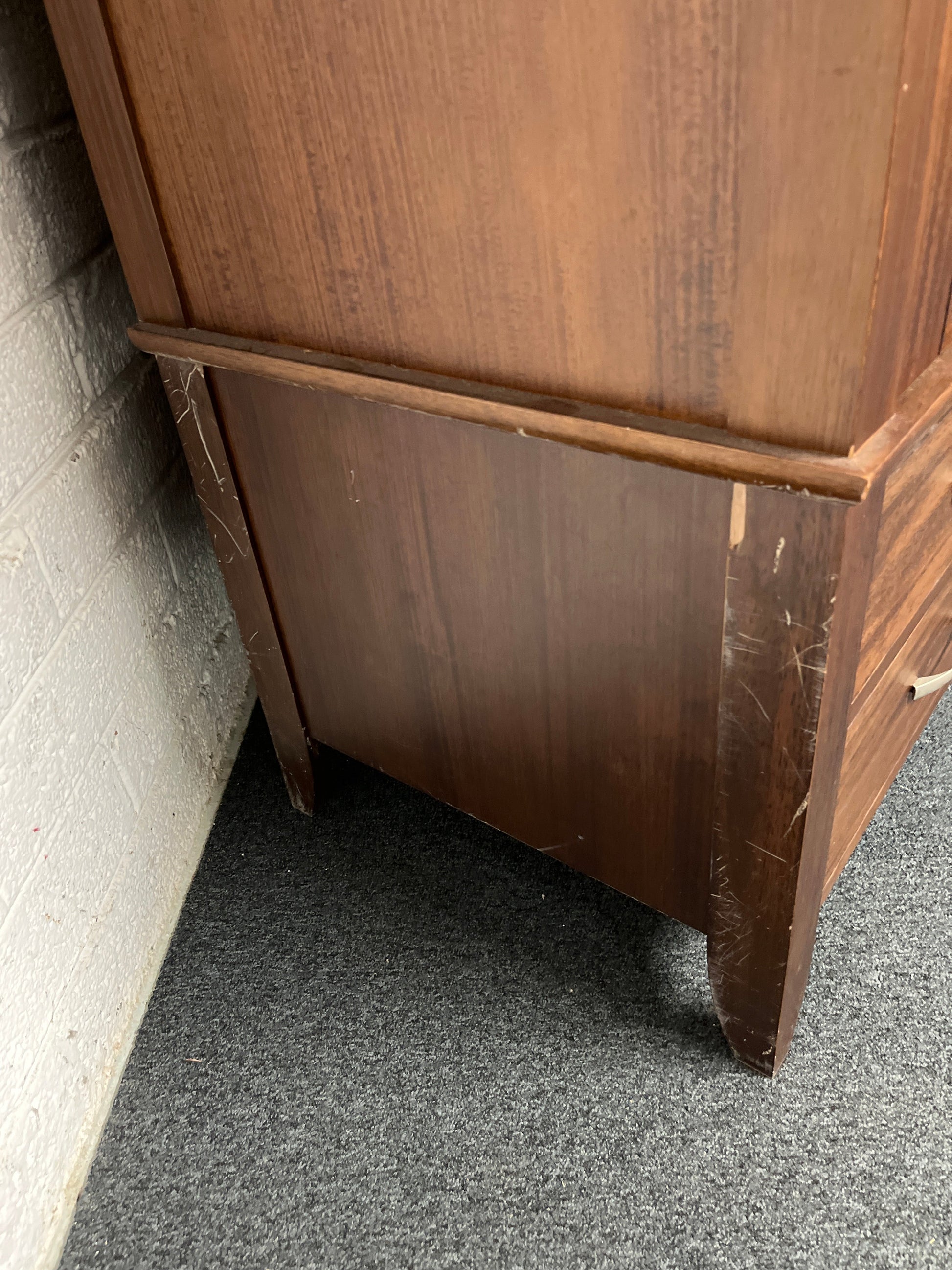 Tall solid wood stained 2 door 2 drawer wardrobe (H 2050 x W 1240 x D 660 mm) 1225