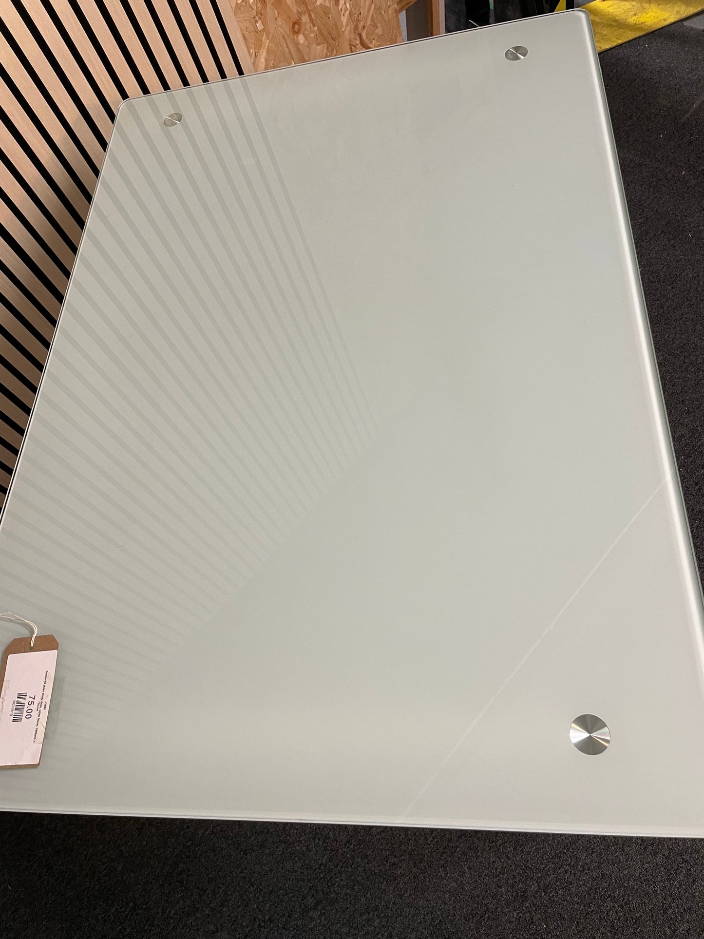 Tempered glass study desk, white frame, 1000mm x 700mm