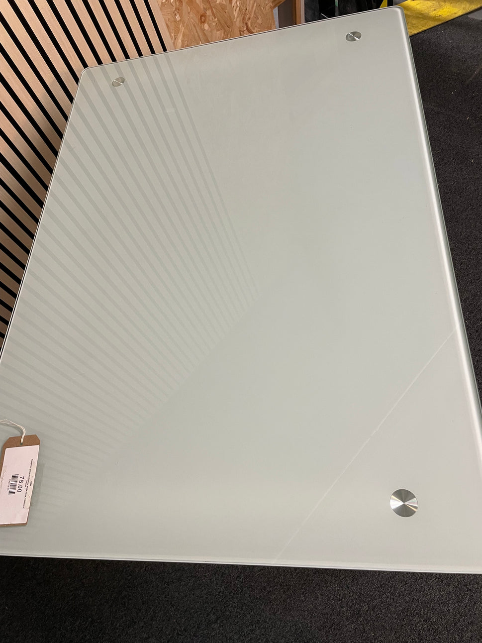 Tempered glass study desk, white frame, 1000mm x 700mm