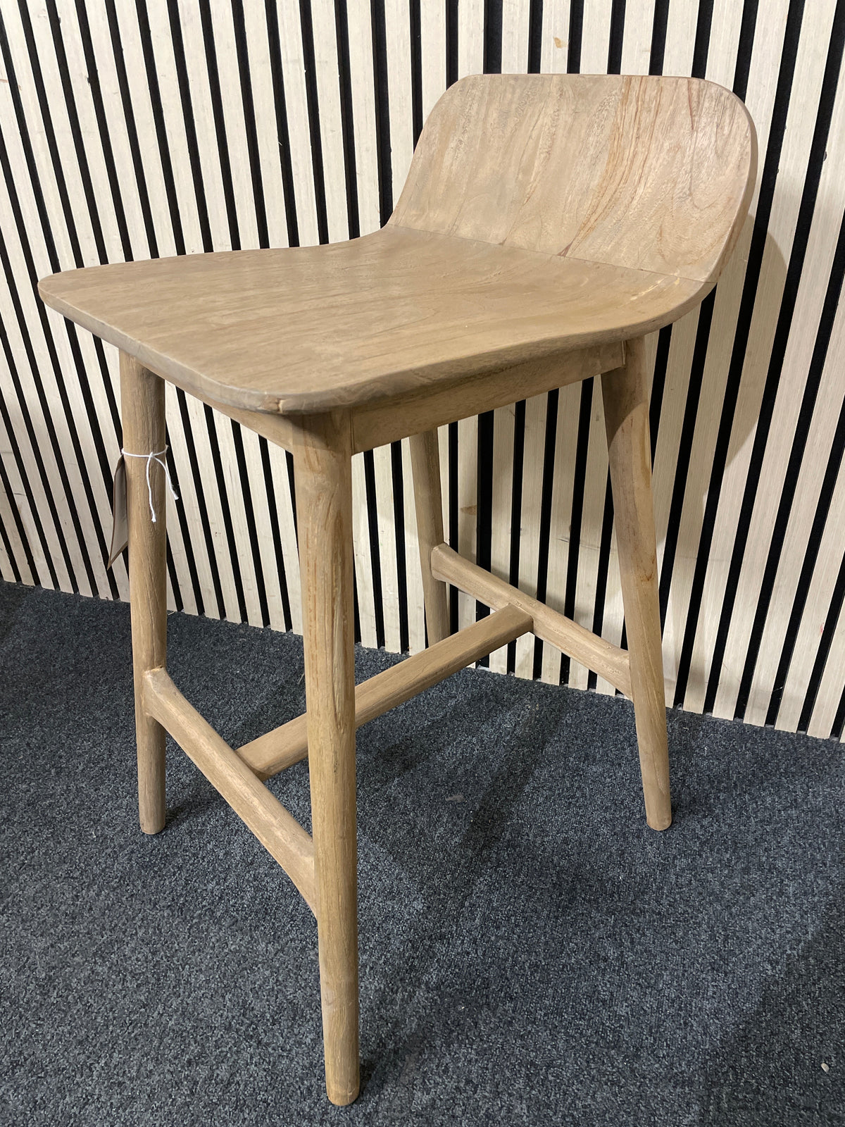Tall solid oak framed bar stool with low back   44437
